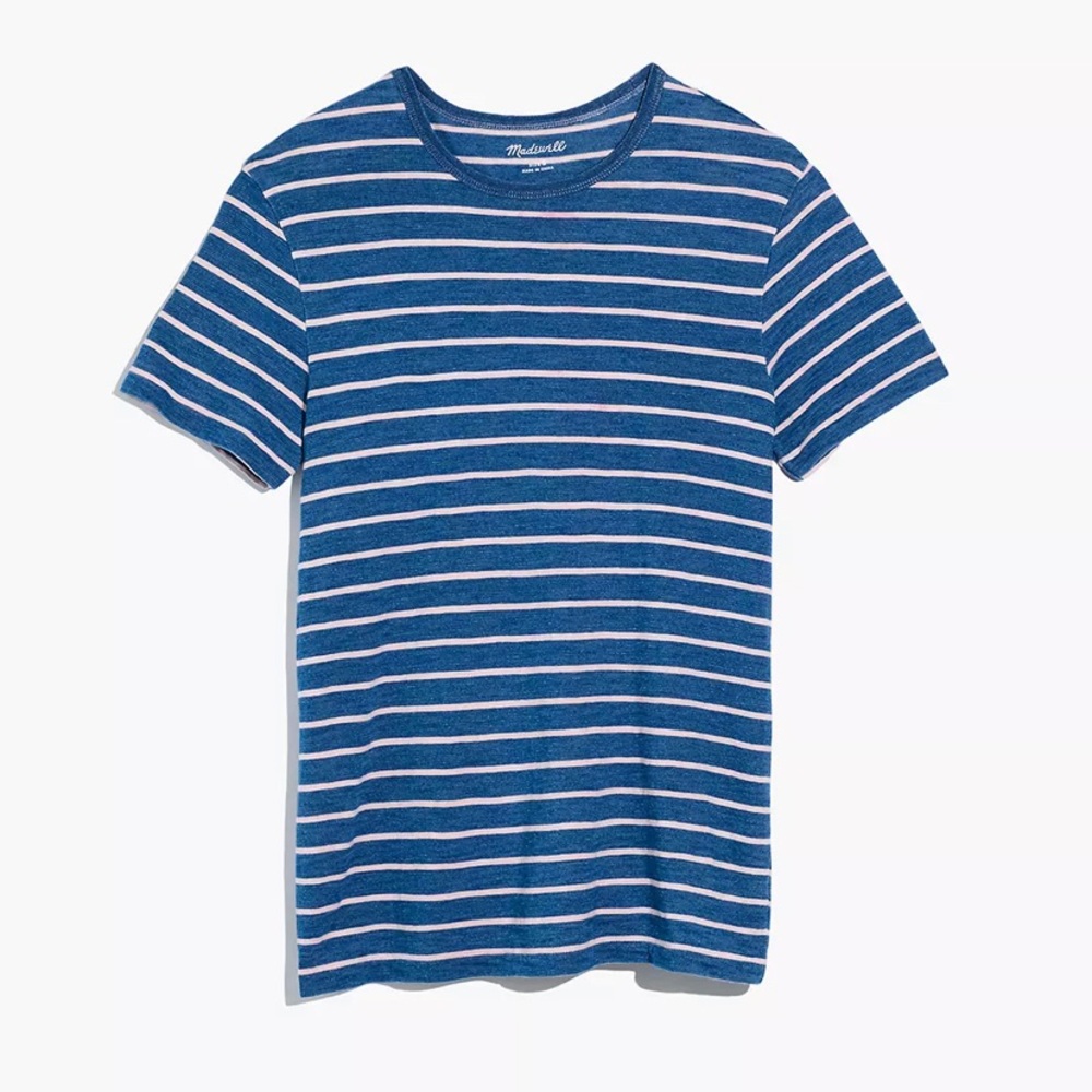 Madewell Men’s Allday Crewneck Tee in Indigo Stripe